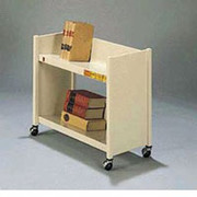 Bretford Single-Sided Steel Book Cart with Two Slant Shelves, Putty