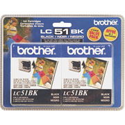 Brother LC51BK2PK Black Ink Cartridges, 2/Pack
