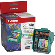 Canon BC-34e Photo Black/Color Ink Cartridges, 4/Pack