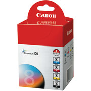 Canon CLI-8 B/C/M/Y Ink Cartridges, 4/Pack