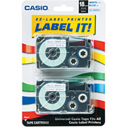 Casio Labeling Tape, 3/4", Blue on White