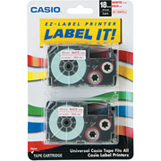 Casio Labeling Tape, 3/4", Red on White