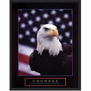 "Courage - Eagle and Flag"  Framed Motivational Print