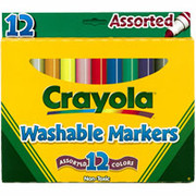 Crayola Washable Markers, Broad Line, 12/Box