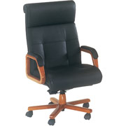 DMI Executive Leather High-Back Chair with Oak Wood Finish