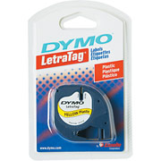 DYMO LetraTag 1/2" Plastic Tape, Black on Yellow