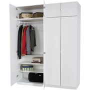 Darush 2-Piece Wardrobe with Hangrod and 3-Shelves, White Finish