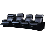 Darush Black Leather Home Theater Seating, 4-Seats