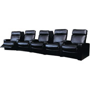 Darush Black Leather Home Theater Seating, 5-Seats