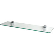 Dolle 24" x 6" Clear Glass Shelf Kit with 2 Square Chrome Clips
