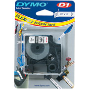 Esselte DYMO D1 Tape Cartridge for Electronic Label Makers, Black on White, 1/2"W x 11.5'L, Fabric