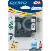 Esselte DYMO D1 Tape Cartridge for Electronic Label Makers, Black on White, 1/2"W x 18'L, Poly Coat