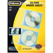 Fellowes CD/DVD Protector for 3-Ring Binders, 10/Pack