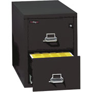 FireKing 1-Hour 2-Drawer 25" Letter Fire Resistant Vertical Cabinet, Black, Inside Delivery
