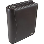 Franklin Covey Nappa Leather Zipper Binder, Black, Compact Size