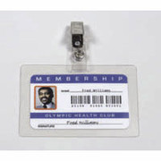 GBC SelfSeal Clear Laminating Pouches,  Horizontal ID Badge Size with Clips