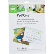 GBC SelfSeal Clear Laminating Pouches, Letter Size
