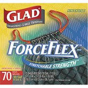 Glad Force Flex Stretchable Strength Drawstring Kitchen Bags, 30 Gal., Black