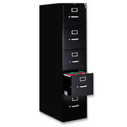 HON 210 Series 5-Drawer, Letter Size Vertical File Cabinet, Black
