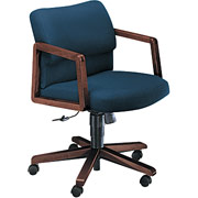 HON 2400 Series Mid-Back Swivel/Tilt Chair, Mahogany Finish, Blue