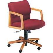 HON 2400 Series Mid Back Swivel/Tilt Chair, Medium Oak Finish, Burgundy