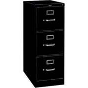 HON 310 Series, 26 1/2" Deep,  3-Drawer, Letter Size Vertical File Cabinet, Black