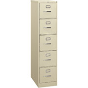 HON 310 Series, 26 1/2" Deep, 5-Drawer, Letter Size Vertical File Cabinet, Putty