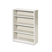 HON 4-Shelf Metal Bookcase, Putty, 47"H x 34 1/2"W x 12 5/8"D