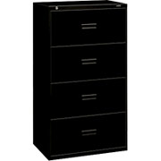 HON 400 Series 30" Wide 4-Drawer Lateral File/Storage Cabinet, Black