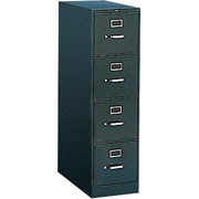 HON 500 Series 25" Deep, 4-Drawer, Letter-Size Vertical File Cabinet, Black