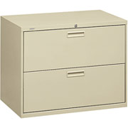 HON 500 Series 36" Wide, 2-Drawer Lateral File/Storage Cabinet, Putty