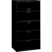 HON 500 Series 36" Wide, 5-Drawer Lateral File/Storage Cabinet, Black
