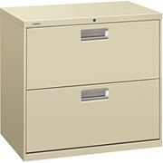 HON 600 Series 30" Wide 2-Drawer Lateral File/Storage Cabinet, Putty