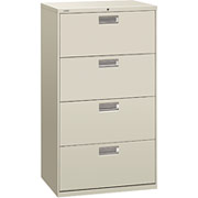 HON 600 Series 30" Wide 4-Drawer Lateral File, Gray