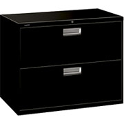 HON 600 Series 36" Wide 2-Drawer Lateral File/Storage Cabinet, Black