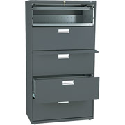 HON 600 Series 36" Wide 5-Drawer Lateral File/Storage Cabinet, Charcoal