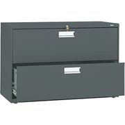 HON 600 Series 42" Wide 2-Drawer Lateral File/Storage Cabinet, Charcoal