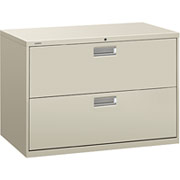 HON 600 Series 42" Wide 2-Drawer Lateral File/Storage Cabinet, Gray