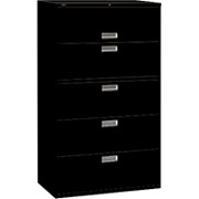 HON 600 Series 42" Wide 5-Drawer Lateral File/Storage Cabinet, Black