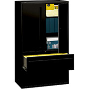 HON 700 Series 2-Drawer, 42" Wide Lateral File With Storage Cabinet, Black