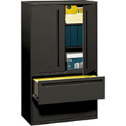 HON 700 Series 2-Drawer, 42" Wide Lateral File With Storage Cabinet, Charcoal