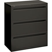 HON 700 Series 36" Wide 3-Drawer Lateral File/Storage Cabinet, Charcoal