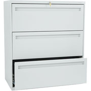 HON 700 Series 36" Wide 3-Drawer Lateral File/Storage Cabinet, Light Gray