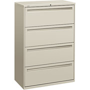 HON 700 Series 36" Wide 4-Drawer Lateral File/Storage Cabinet, Light Gray