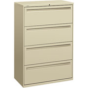 HON 700 Series 36" Wide 4-Drawer Lateral File/Storage Cabinet, Putty