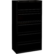 HON 700 Series 36" Wide 5-Drawer Lateral File/Storage Cabinet, Black