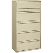 HON 700 Series 36" Wide 5-Drawer Lateral File/Storage Cabinet, Putty