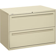 HON 700 Series 42" Wide 2-Drawer Lateral File/Storage Cabinet, Putty