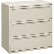 HON 700 Series 42" Wide 3-Drawer Lateral File/Storage Cabinet, Light Gray