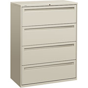 HON 700 Series 42" Wide 4-Drawer Lateral File/Storage Cabinet, Light Gray